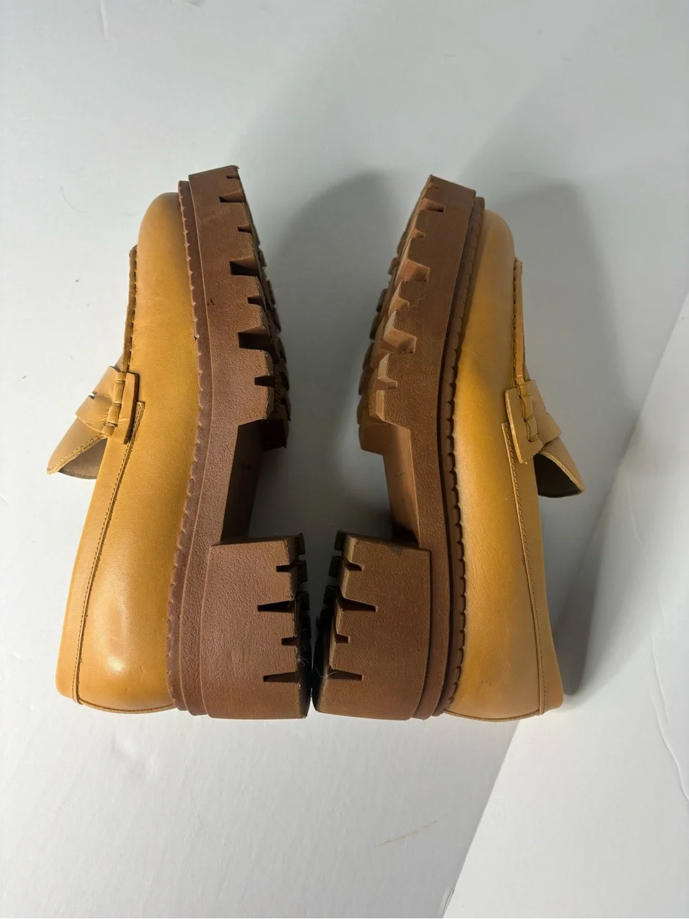 Free People Lyra Lug sole penny loafers camel tan size 37